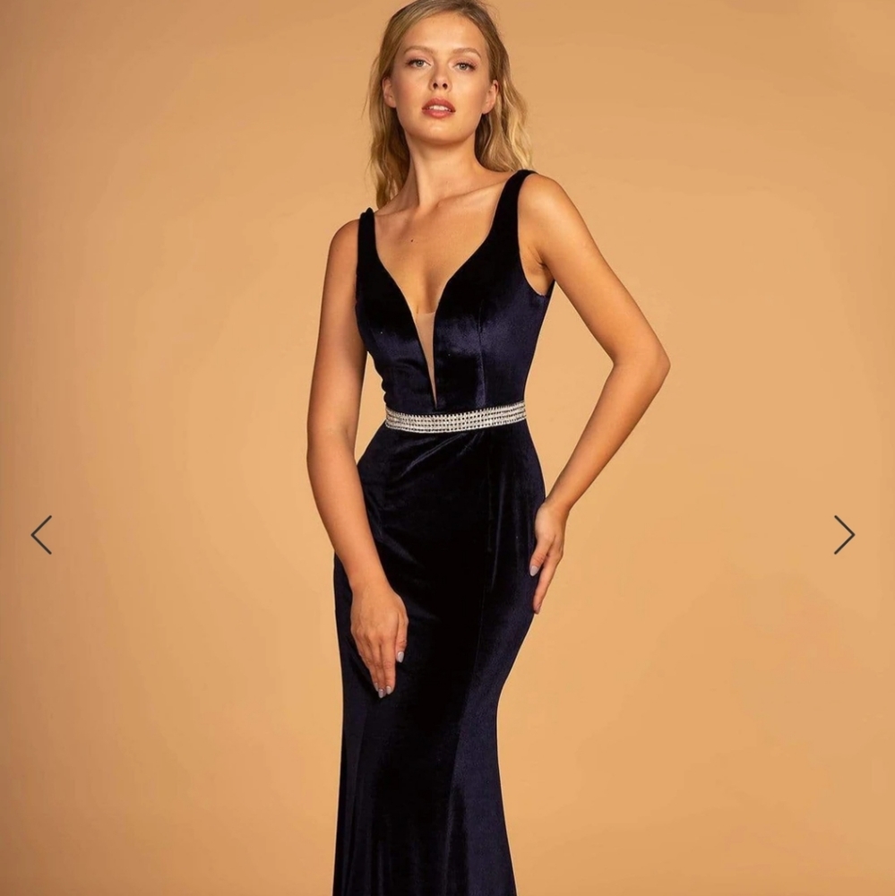 Elizabeth K Velvet Scoop Back Prom Gown